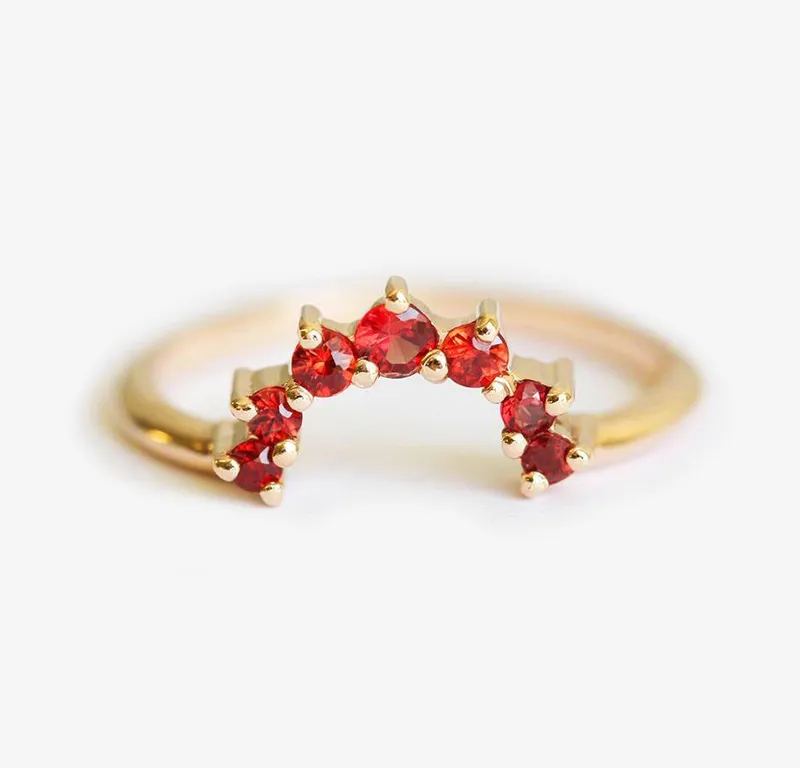 Hot Orange Sapphire Ring, Rose Gold Sapphire Ring vy 6