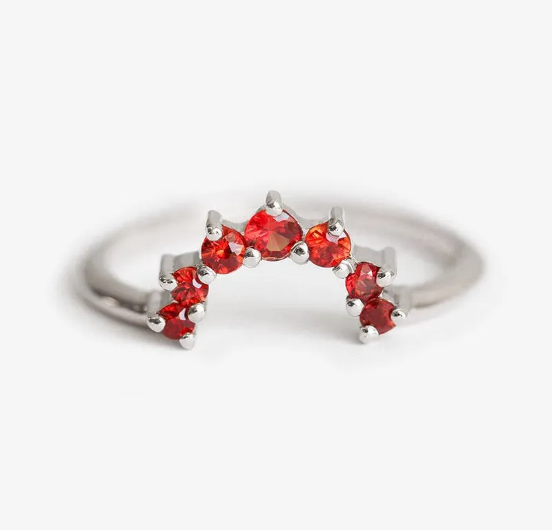 Hot Orange Sapphire Ring, Rose Gold Sapphire Ring vy 7