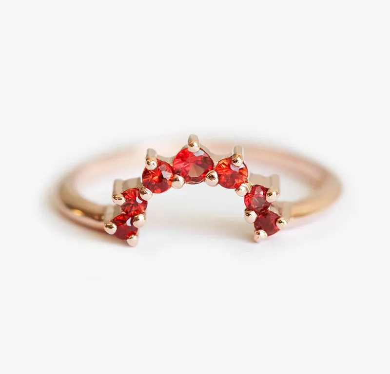 Hot Orange Sapphire Ring, Rose Gold Sapphire Ring sapphire round cut engagement ring