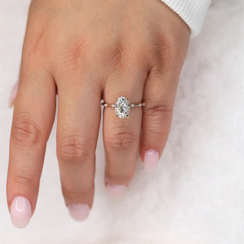 2ct Alix 9x6mm 14kt Gold Moissanite Diamond Ultra Dainty Minimalist Oval Solitaire Ring diamond oval cut engagement ring