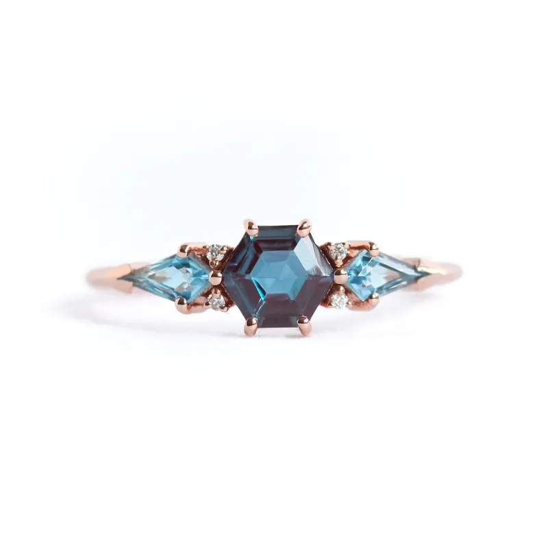 INARA HEXAGON ALEXANDRITE CLUSTER RING engagement ring