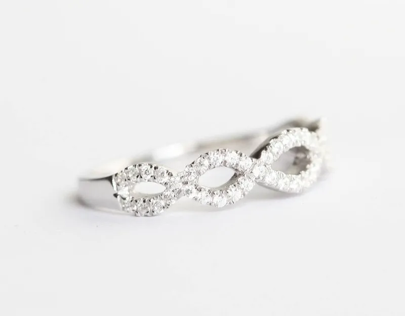 INFINITY DIAMOND RING, INFINITY WEDDING RING vy 4