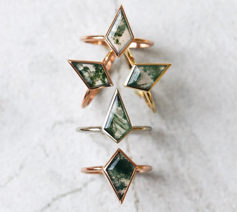 Irene Moss Agate Ring Set view 3