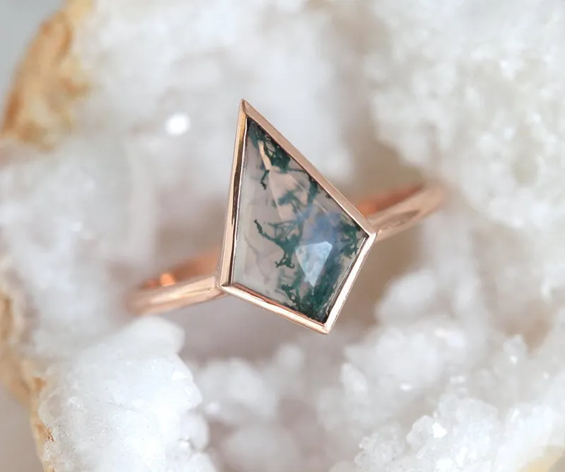 Irene Moss Agate Ring Set view 4