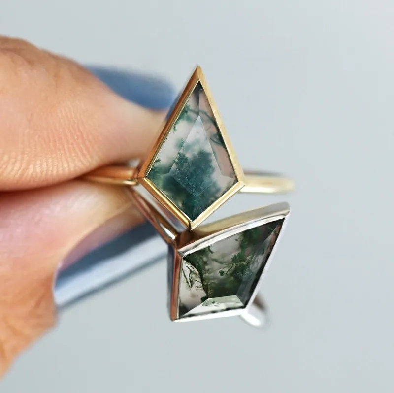Irene Moss Agate Ring Set view 5