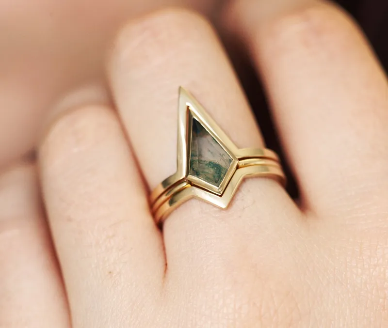 Irene Moss Agate Ring Set view 6