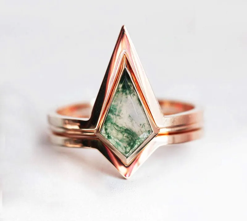 Irene Moss Agate Ring Set view 7