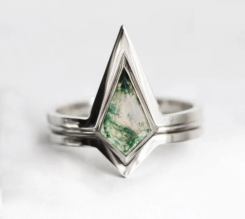 Irene Moss Agate Ring Set view 8