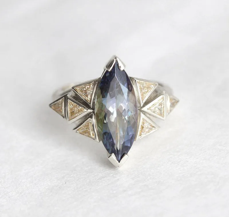 ISABELLA BI-COLOR TANZANITE & DIAMOND CLUSTER STATEMENT RING vy 10