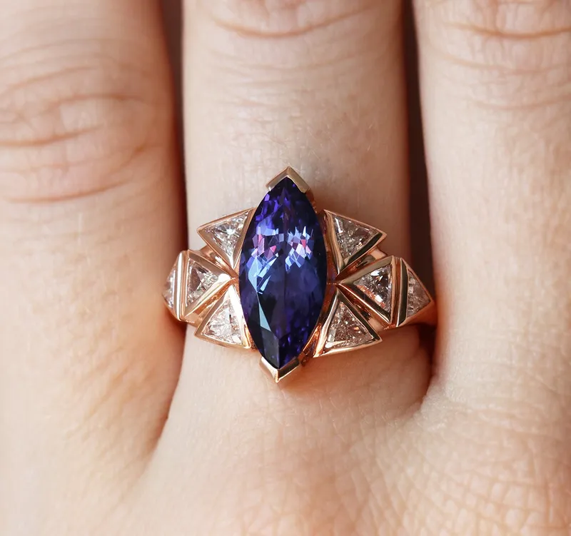 ISABELLA BI-COLOR TANZANITE & DIAMOND CLUSTER STATEMENT RING vy 3