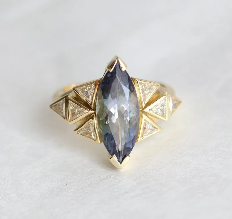 ISABELLA BI-COLOR TANZANITE & DIAMOND CLUSTER STATEMENT RING vy 4