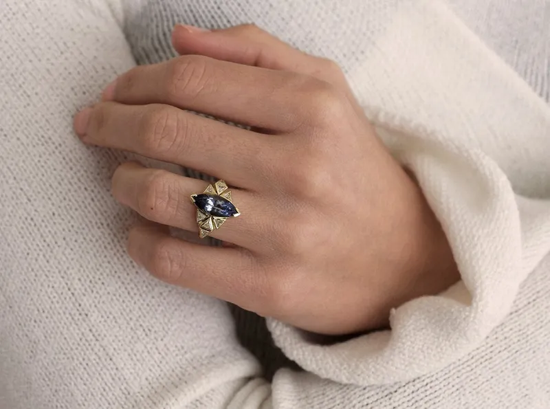 ISABELLA BI-COLOR TANZANITE & DIAMOND CLUSTER STATEMENT RING vy 5