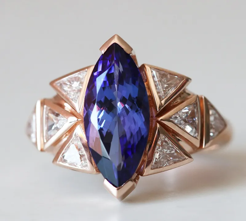ISABELLA BI-COLOR TANZANITE & DIAMOND CLUSTER STATEMENT RING engagement ring