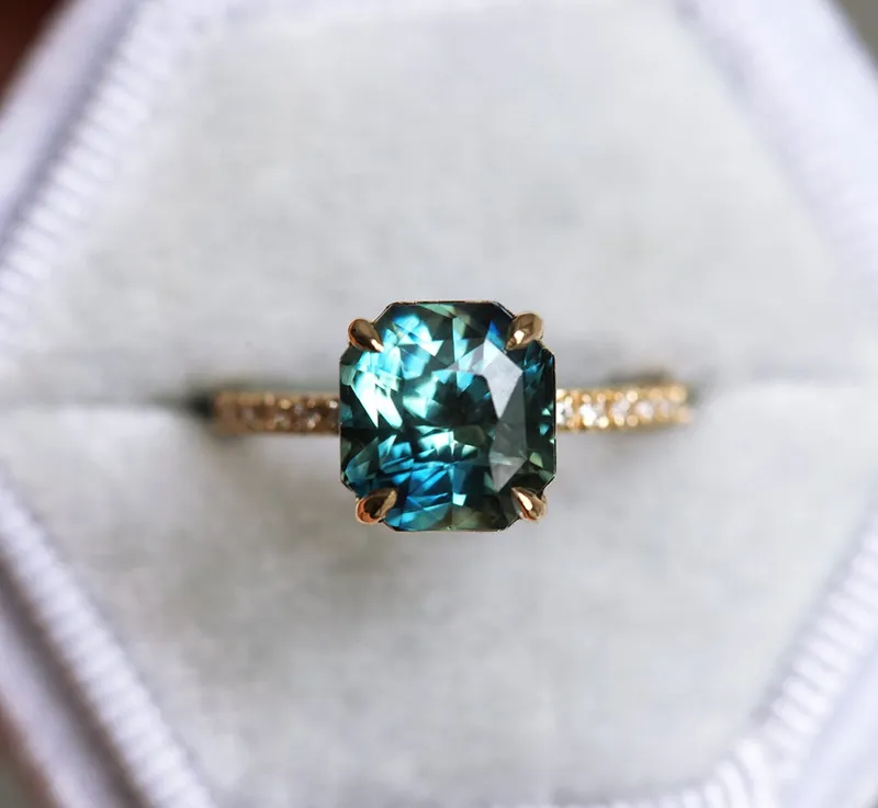 Issa Radiant Cut Sapphire Diamond Ring blue sapphire engagement ring