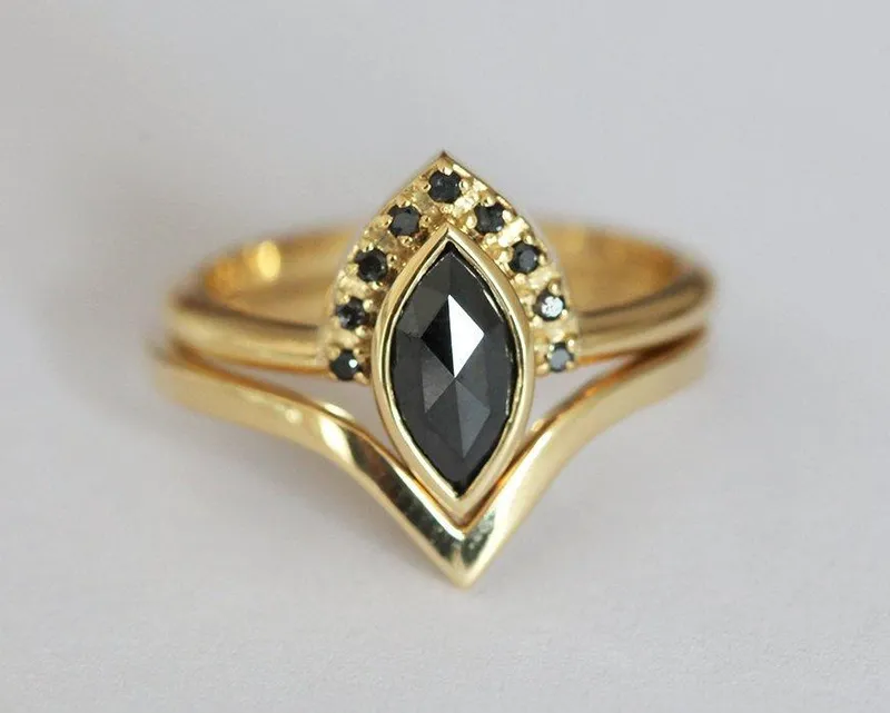 Ivona Black Diamond Ring Set diamond engagement ring