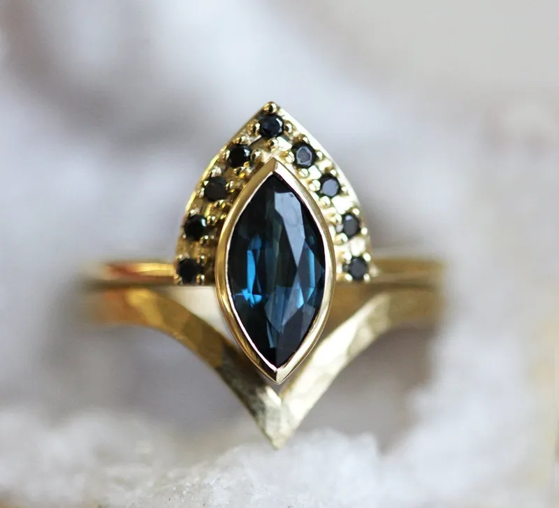 Ivona Blue Sapphire Diamond Ring blue sapphire engagement ring