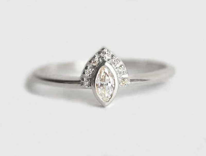 Ivona Marquise Diamond Engagement Ring With Pave Diamonds view 2
