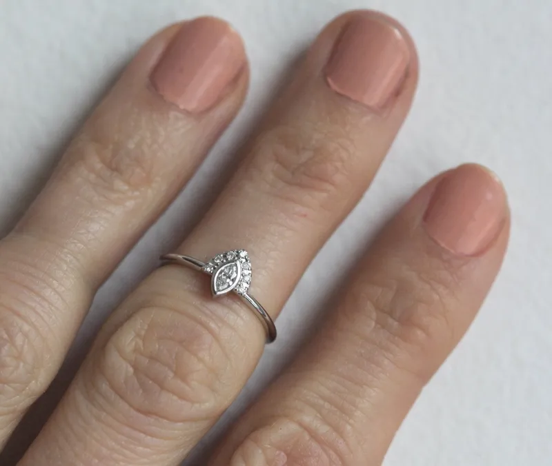 Ivona Marquise Diamond Engagement Ring With Pave Diamonds view 6