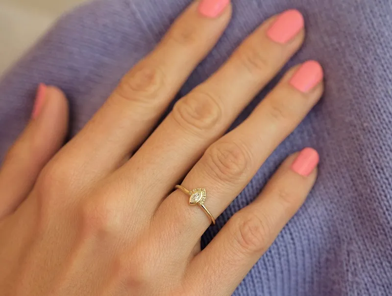 Ivona Marquise Diamond Engagement Ring With Pave Diamonds view 7