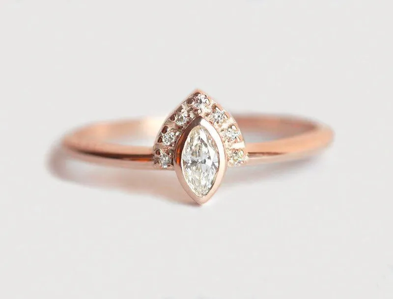 Ivona Marquise Diamond Engagement Ring With Pave Diamonds view 8