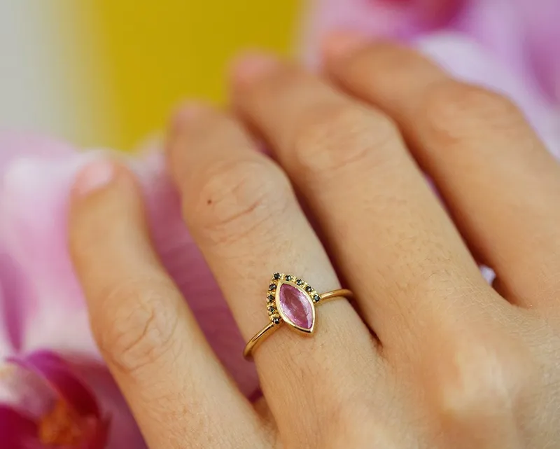 Ivona Pink Sapphire Diamond Ring vy 3