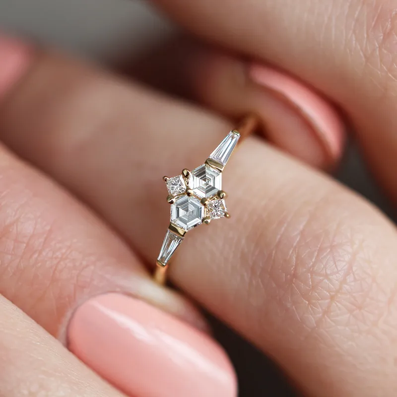 IVY ART DECO DIAMOND CLUSTER RING view 2