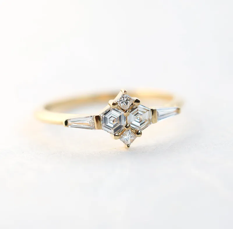IVY ART DECO DIAMOND CLUSTER RING view 6