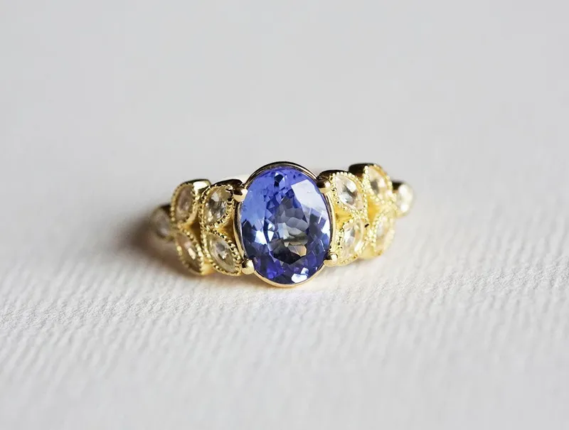 JANELLE OVAL TANZANITE RING oval cut engagement ring