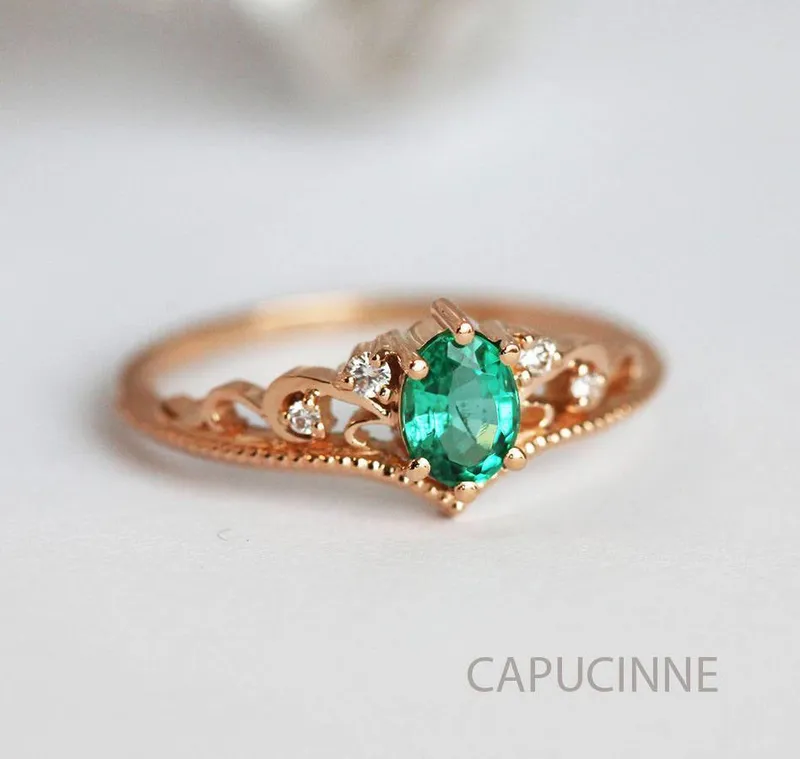 JACQUELINE OVAL EMERALD RING view 10