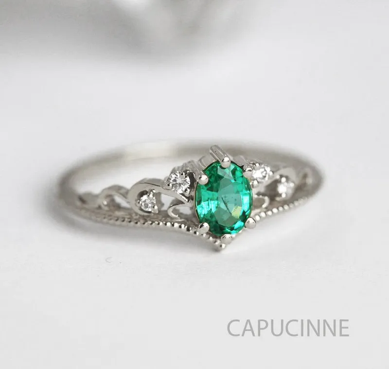 JACQUELINE OVAL EMERALD RING view 11
