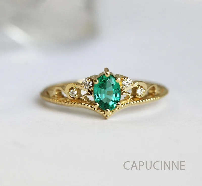 JACQUELINE OVAL EMERALD RING view 5