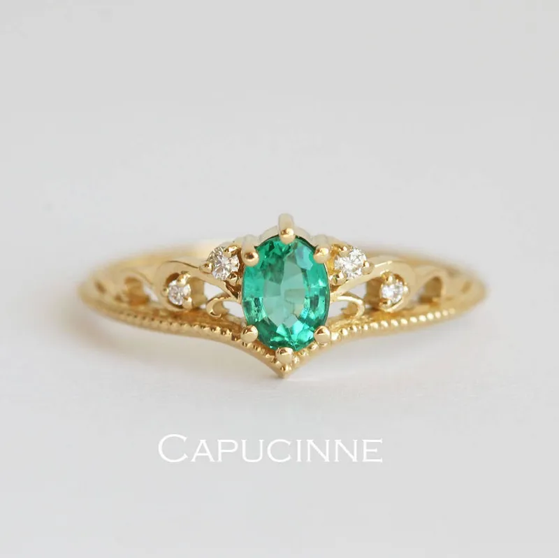 JACQUELINE OVAL EMERALD RING view 9