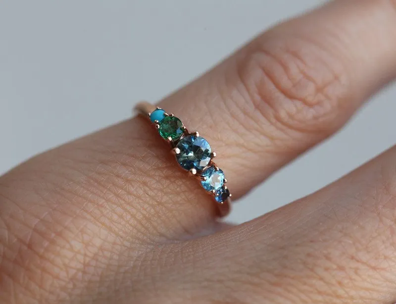 Jan Round Sapphire Cluster Ring view 2