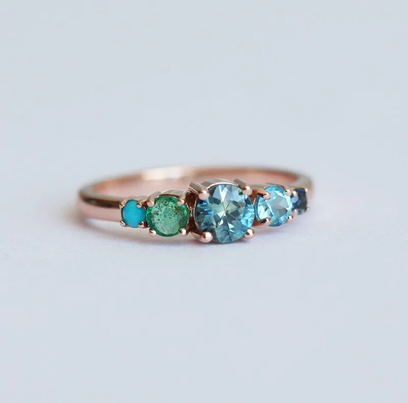 Jan Round Sapphire Cluster Ring view 4