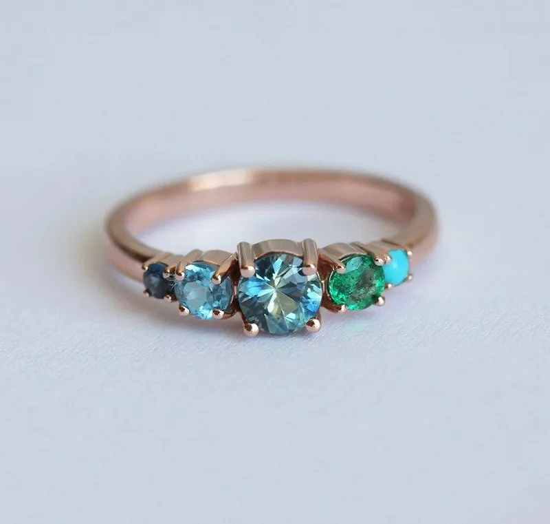 Jan Round Sapphire Cluster Ring view 5