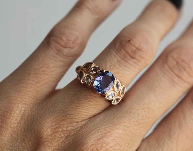 JANELLE OVAL TANZANITE RING view 2