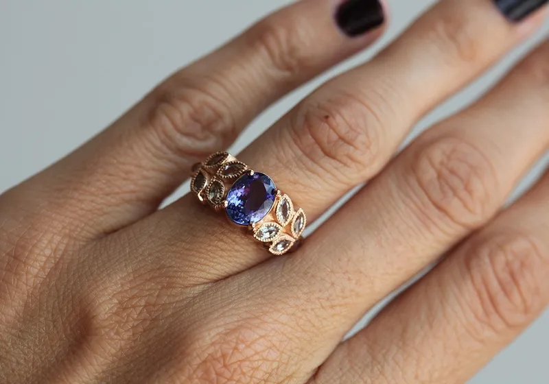 JANELLE OVAL TANZANITE RING view 3