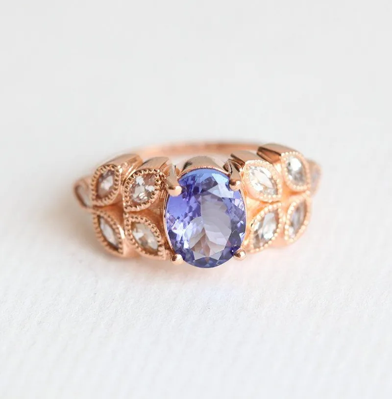 JANELLE OVAL TANZANITE RING view 4