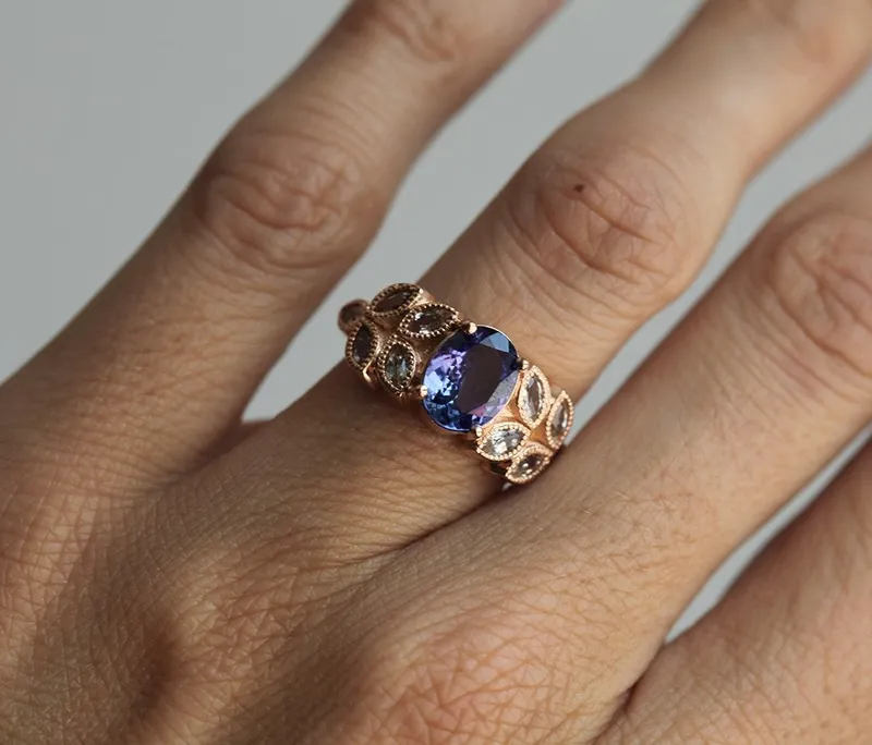 JANELLE OVAL TANZANITE RING view 5