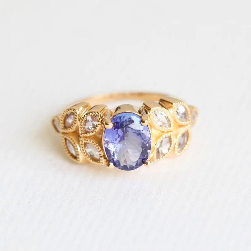 JANELLE OVAL TANZANITE RING view 6