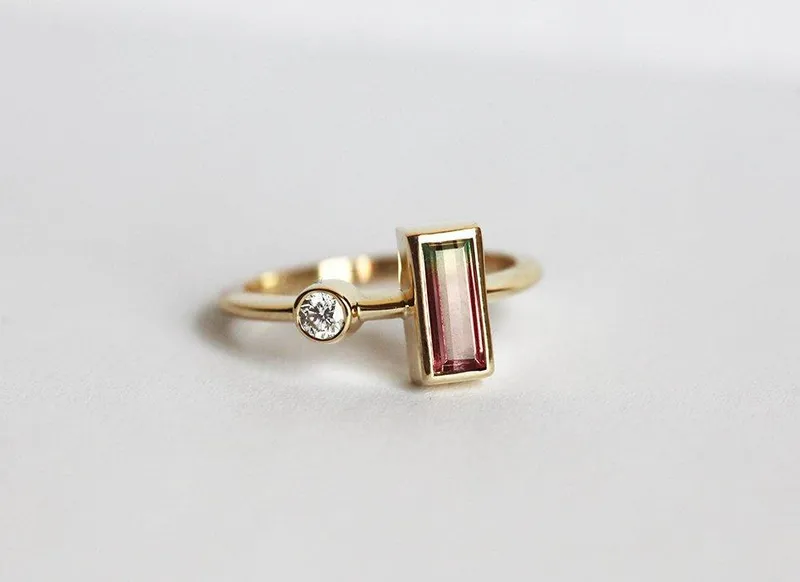 JANET BAGUETTE TOURMALINE AND DIAMOND ENGAGEMENT RING vy 2