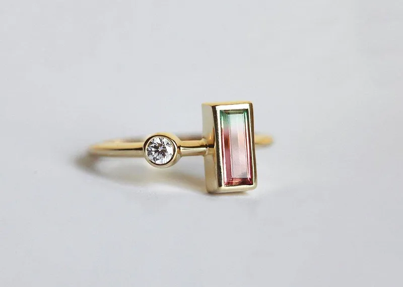 JANET BAGUETTE TOURMALINE AND DIAMOND ENGAGEMENT RING vy 3