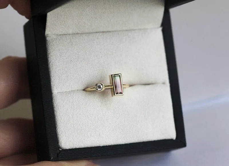 JANET BAGUETTE TOURMALINE AND DIAMOND ENGAGEMENT RING vy 5