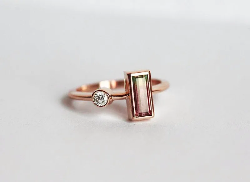 JANET BAGUETTE TOURMALINE AND DIAMOND ENGAGEMENT RING vy 6