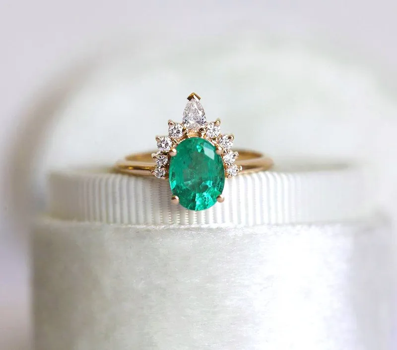 Janice Oval Emerald Ring view 11