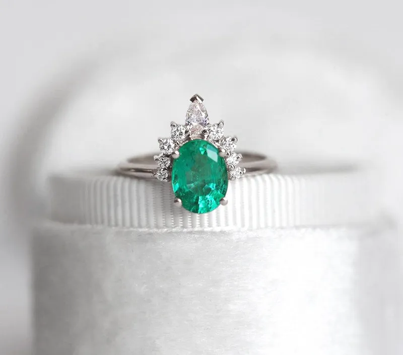 Janice Oval Emerald Ring view 12
