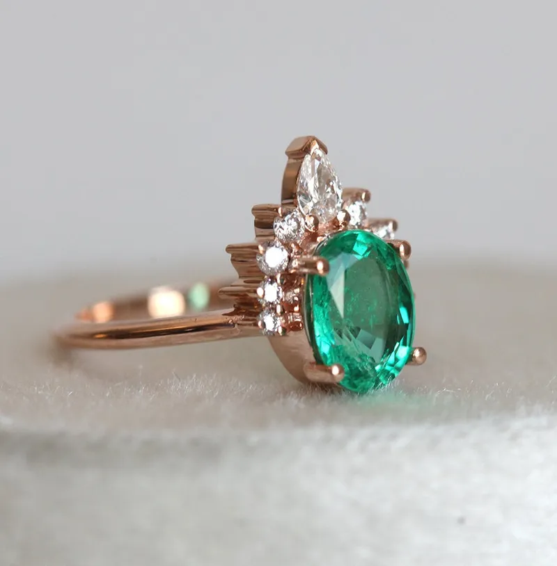 Janice Oval Emerald Ring view 2