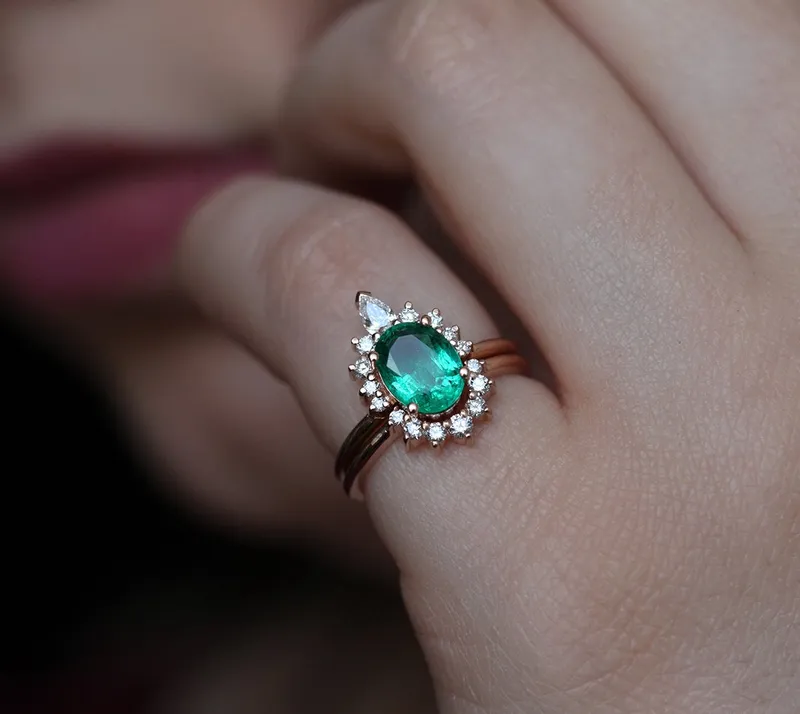Janice Oval Emerald Ring view 6