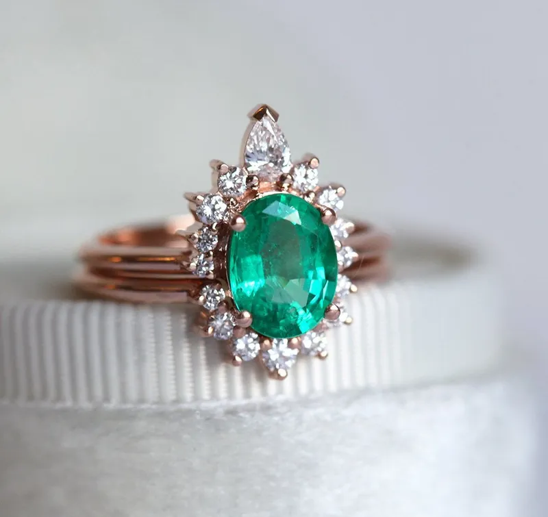 Janice Oval Emerald Ring view 8