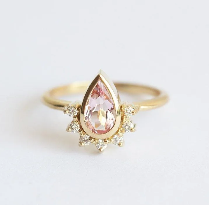Jannat Pear Sapphire Diamond Ring view 3